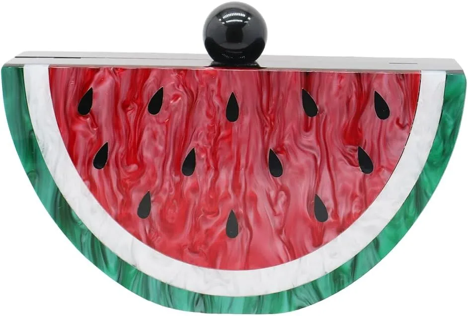 RomanticDesign Women Acrylic Clutch Purse Cute Fruit Shape Evening Handbag Chain Shoulder Bag for Party Cocktail Banquet