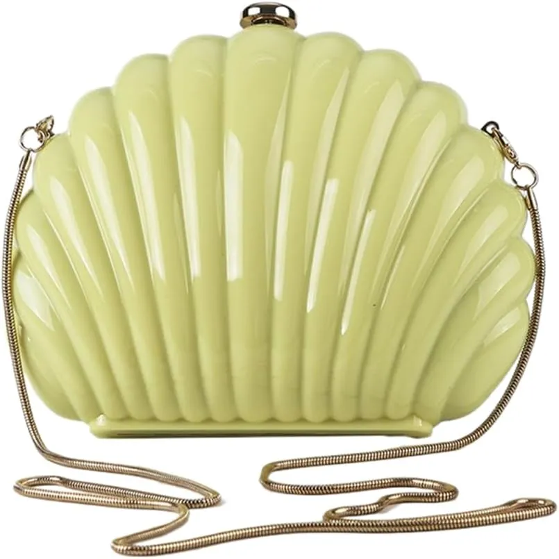RomanticDesign Women Seashell Acrylic Evening Clutch Purse Glitter Marble Handbag Wedding Prom Party Crossbody Bag