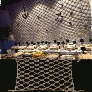 Rope Netting Heavy Duty, Treehouse Climbing Rope Netting Railing Child Safety Net Heavy Duty Cargo Net Hemp Rope Net Decorative Mesh 10x26FT / 3x8(M)