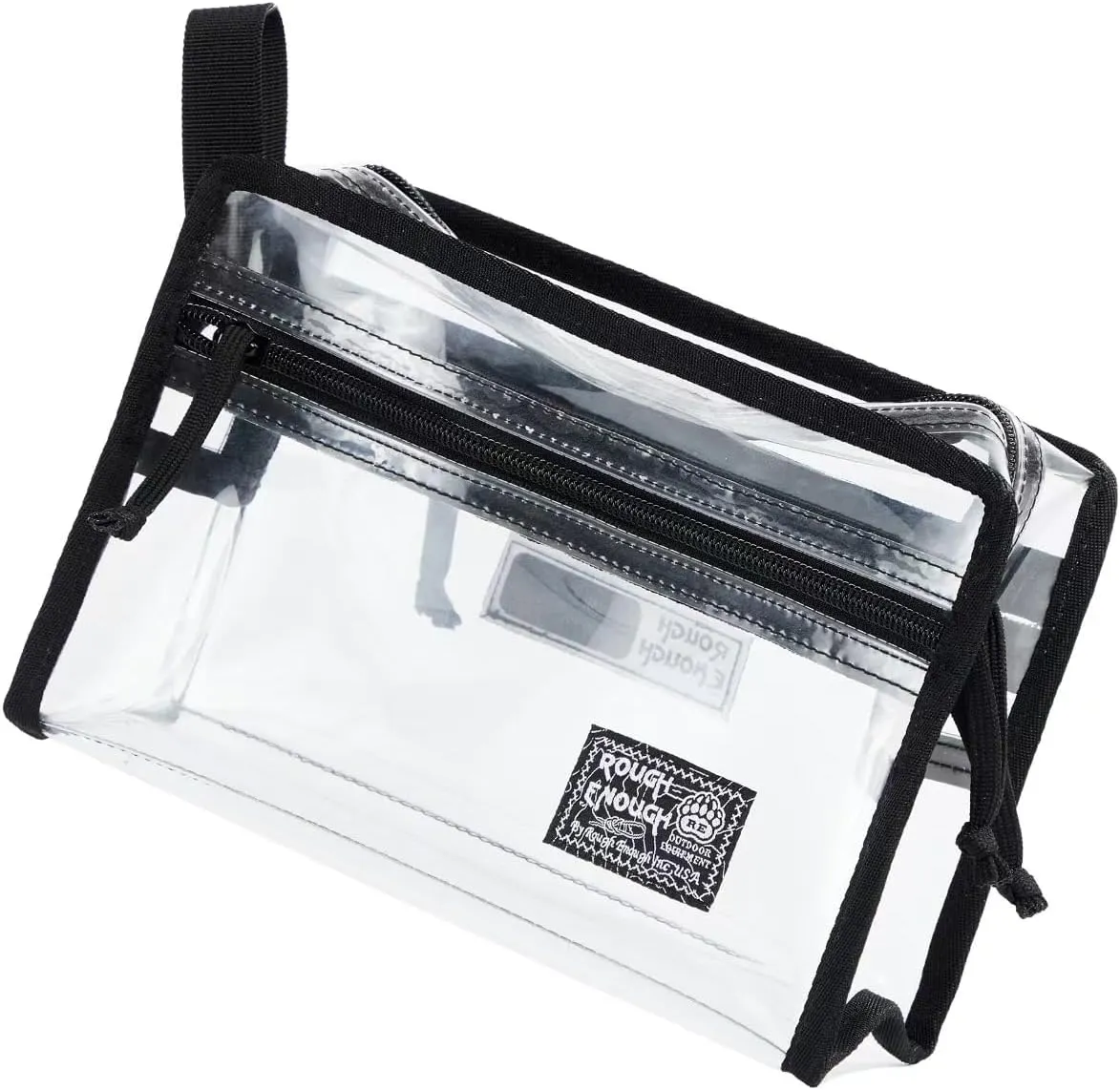 Rough Enough Travel Toiletry Bag for Women Clear Makeup Bag Skincare Essentials Transparent Pouch Cosmetic Organizer with Handle