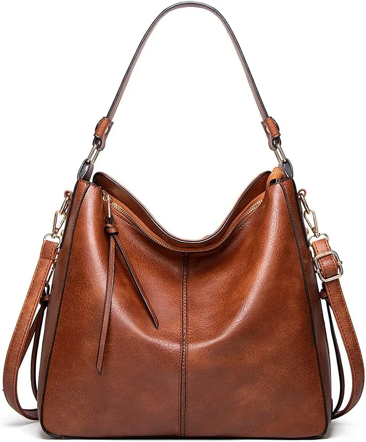 ROUROU Soft Faux Leather Handbag for Women Large Capacity Tote Bag Hobo Purse Retro Shoulder Bag Crossbody Bag with Tassel