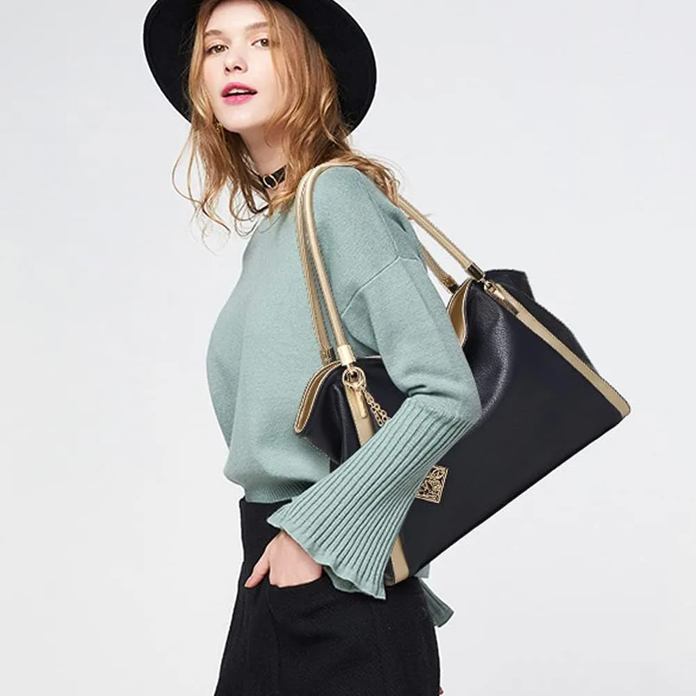 ROUROU Soft Faux Leather Handbag for Women Top Handle Shoulder Bag Large Capacity Crossbody Bag Hobo Tote Bag Purse