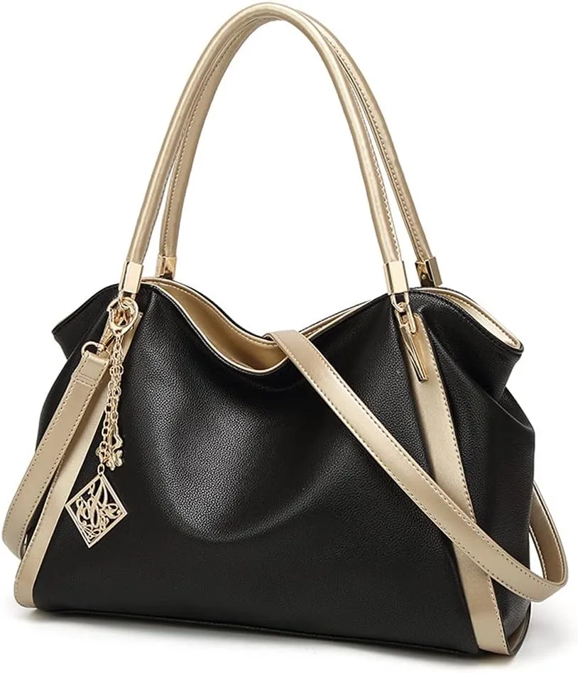 ROUROU Soft Faux Leather Handbag for Women Top Handle Shoulder Bag Large Capacity Crossbody Bag Hobo Tote Bag Purse
