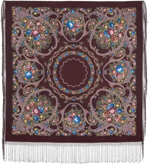 Russian Shawl 100% Wool 58x58 Pashmina Russian Scarf 148x148 cm Huge 58x58 inches Wrap silk tassels fringe 948-16
