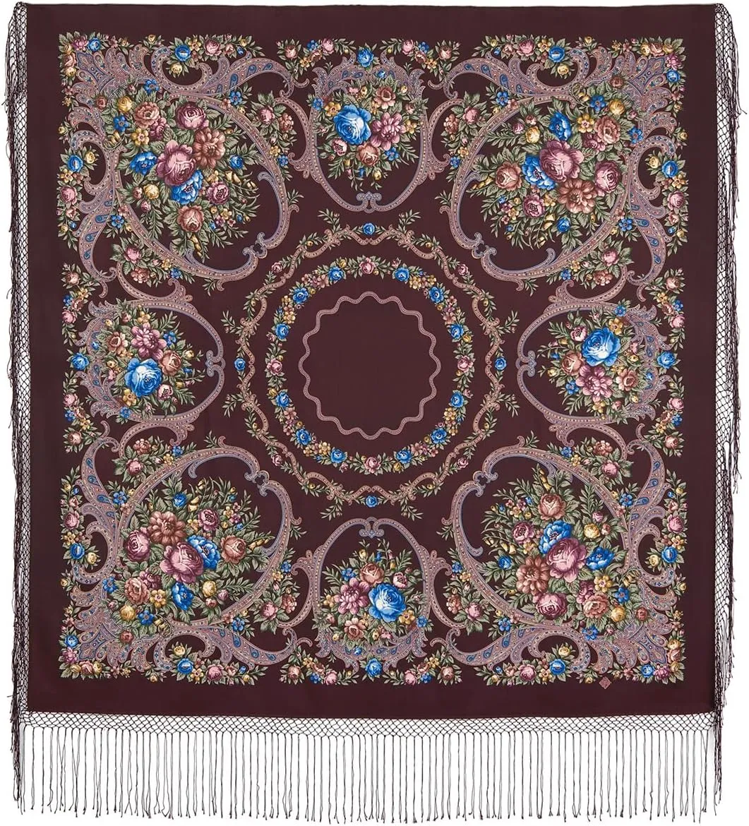 Russian Shawl 100% Wool 58x58 Pashmina Russian Scarf 148x148 cm Huge 58x58 inches Wrap silk tassels fringe 948-16