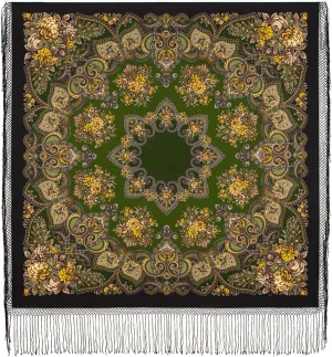 Russian Shawl 100% Wool 58x58 Pashmina Scarf 148x148 cm Huge Wrap silk tassels fringe 372-22