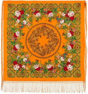 Russian Shawl 100% Wool 58x58 Pashmina Scarf 148x148 cm Huge Wrap silk tassels fringe 373-0
