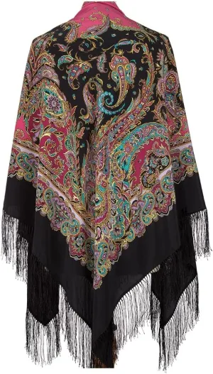 Russian Shawl Natural 100% Mulberry Silk 130x130 cm 51x51 inches Scarf Silk Tassels Fringe Wrap 1429-18