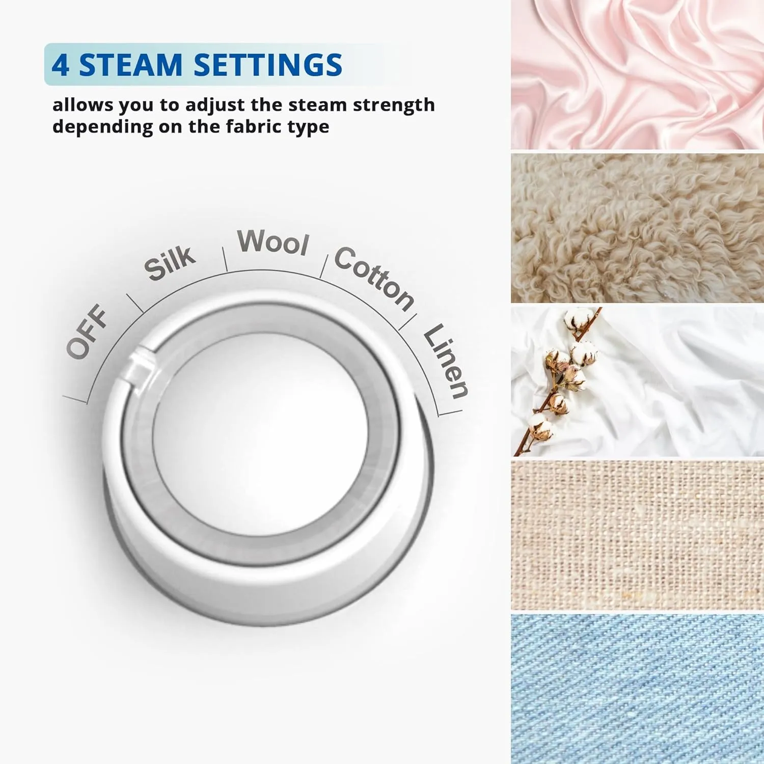 SALAV® Standing Steamer for Clothes, 1500W Powerful Garment Steamer with Roll Wheels, 4 Steam Settings, High Efficiency Stainless Steel Plate, with Limescale Remover Descaler Packets