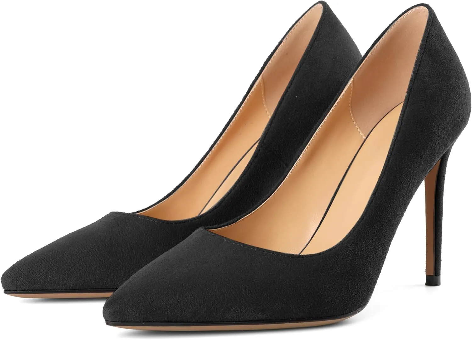 SAMMITOP Women's Pointed Toe High Heel Pumps 10cm Classic Stiletto Suede Shoes