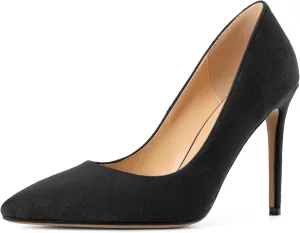 SAMMITOP Women's Pointed Toe High Heel Pumps 10cm Classic Stiletto Suede Shoes