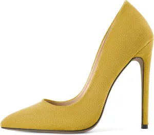 SAMMITOP Women's Pointed Toe High Heel Pumps 10cm Classic Stiletto Suede Shoes