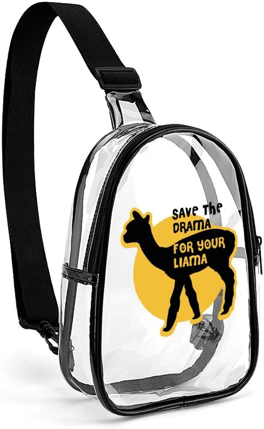 Save The Drama for You Llama Unisex Small Sling Bag Transparent Chest Pack Travel Hiking Crossbody Bag