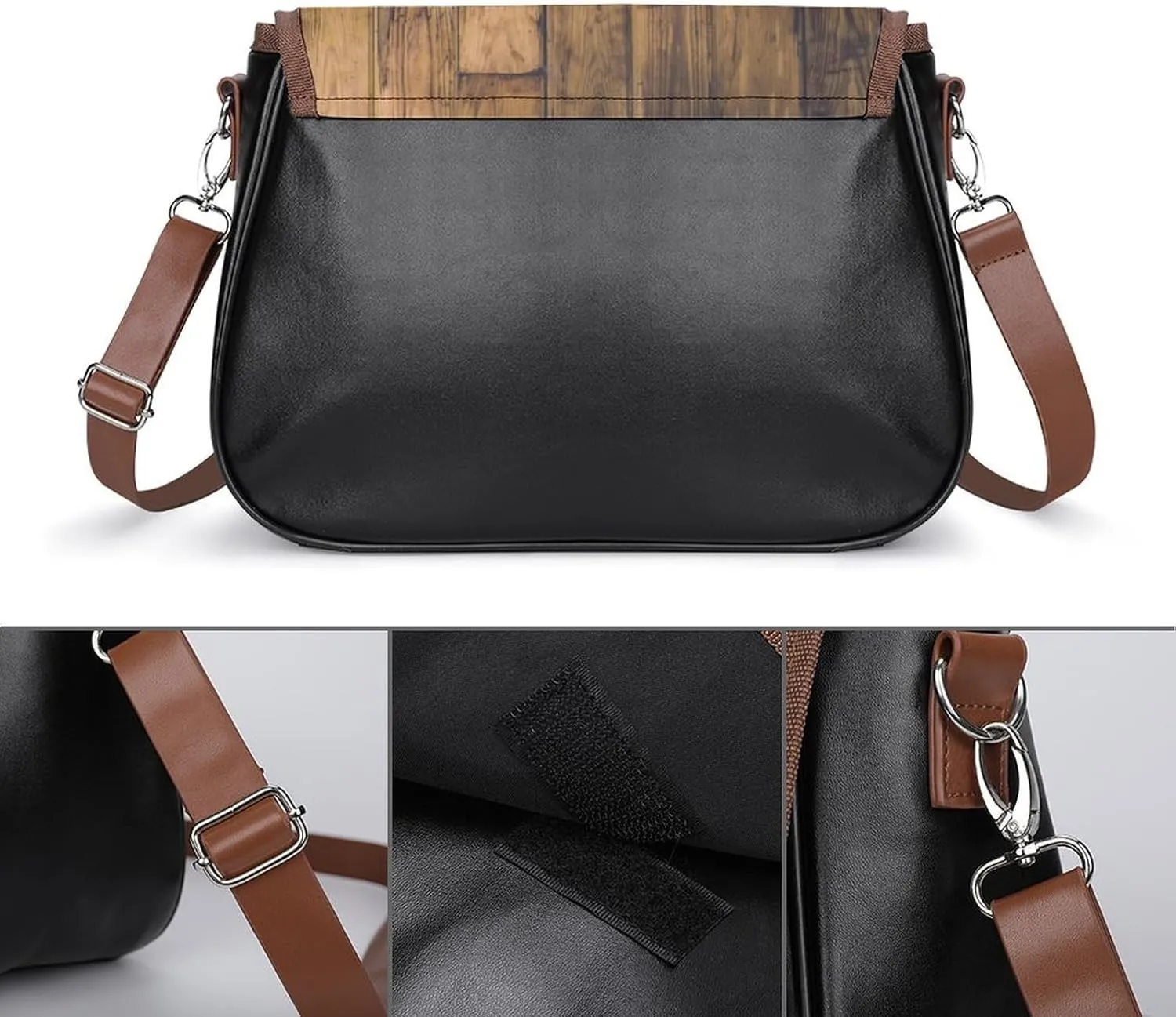Scottish Clan Buchanan Tartan Leather Decorative Crossbody Strap Backpack, Large Capacity Shoulder Bag