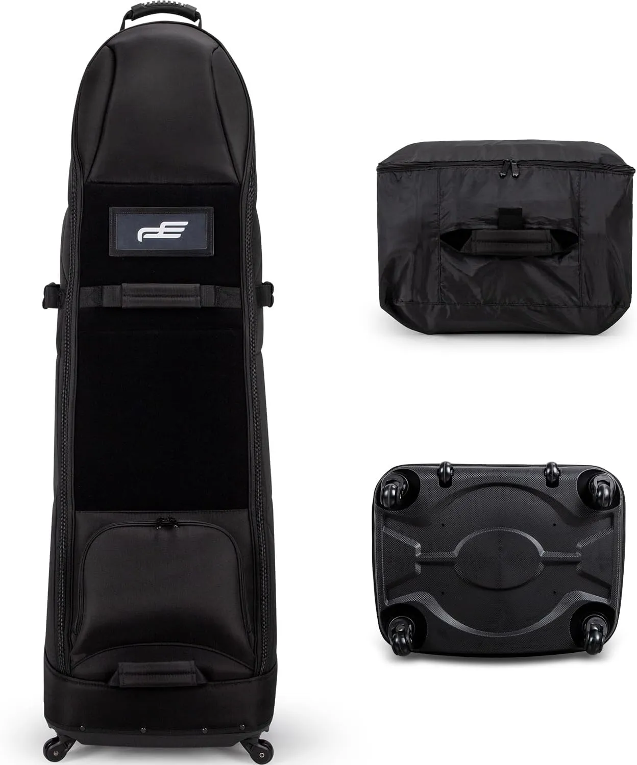 Self Standing Upright All Direction 4 Spinner Swivel Wheel Golf Travel Bag. Soft-Sided Fully Padded Heavy Duty Fabric. Multidirectional Airline Travel Cover Case. Compact Foldable Carry Bag Included.