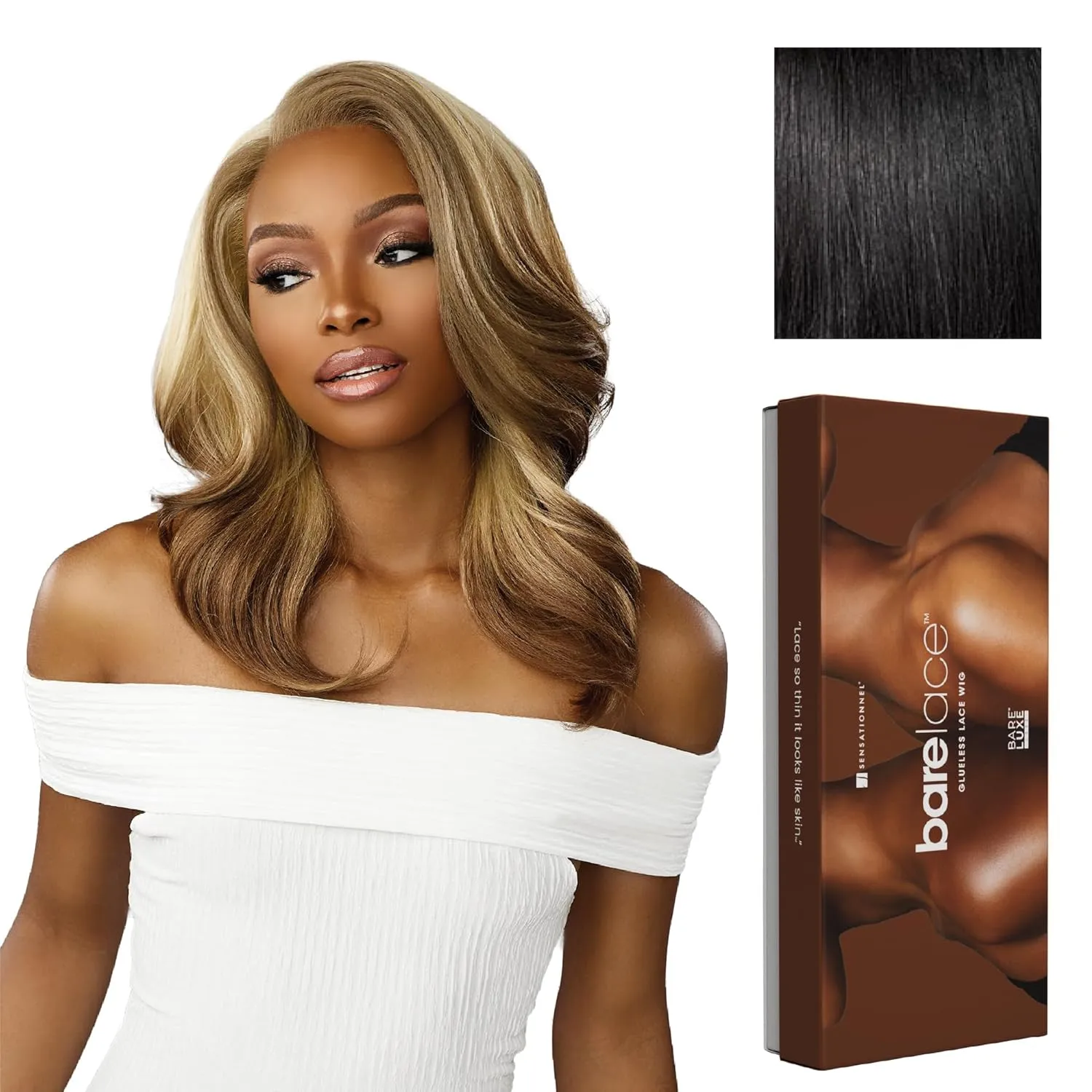 Sensationnel Bare Lace 13X6 Wigs - Unit 14 Lacefrontal Glueless Synthetic 180 Degree Preplucked Hairline (1 JETBLACK)