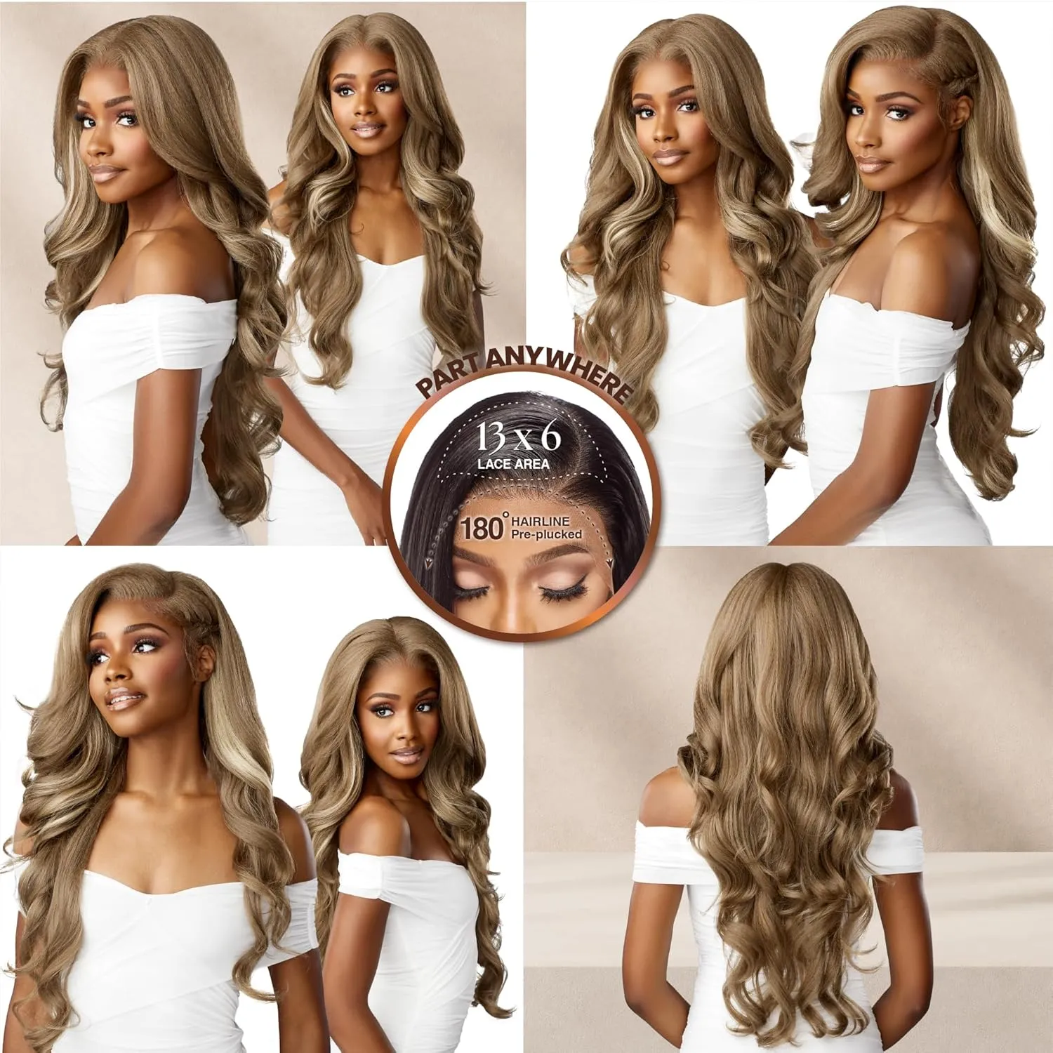 Sensationnel Bare Lace 13X6 Wigs - Unit 4 Lacefrontal Glueless Synthetic 180 Degree Preplucked Hairline (SH/LIGHTASHBROWN)