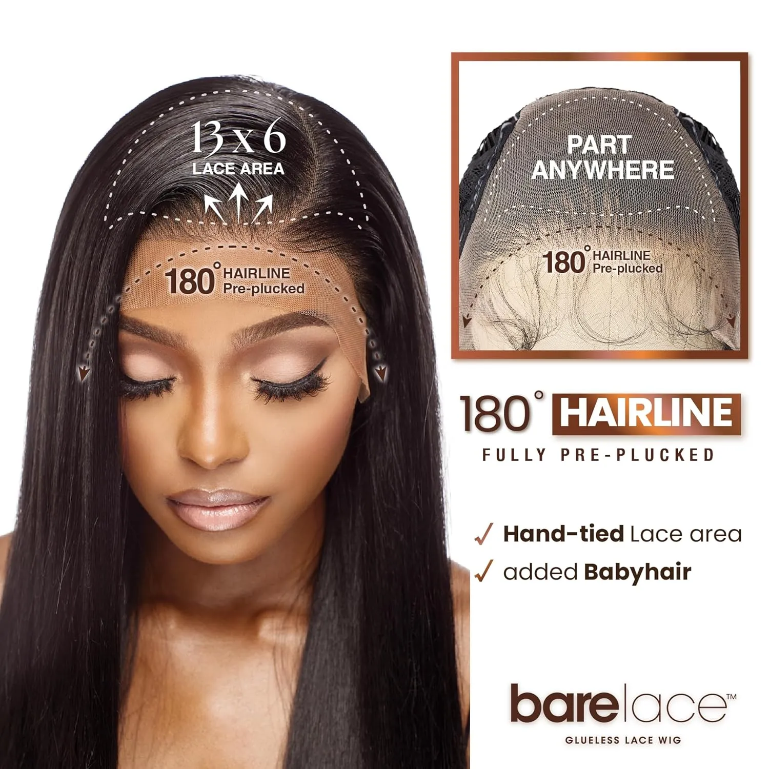 Sensationnel Bare Lace 13X6 Wigs - Unit 6 Lacefrontal Glueless Synthetic 180 Degree Preplucked Hairline (1B OFFBLACK)