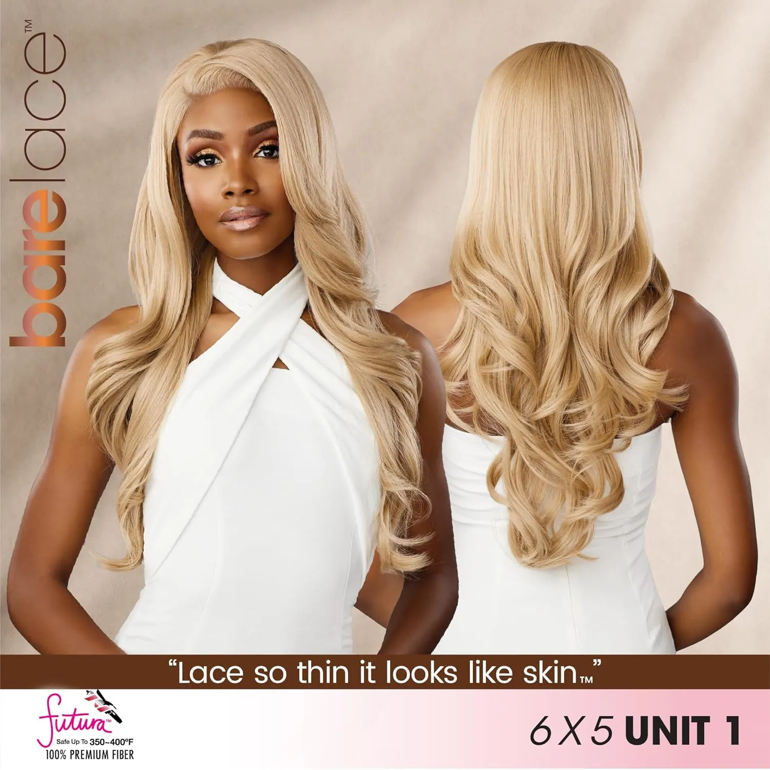 Sensationnel Bare Lace 6X5 Lacewig - Unit 1 Lacefrontal Glueless Synthetic 180 Degree Preplucked Hairline (1 JETBLACK)