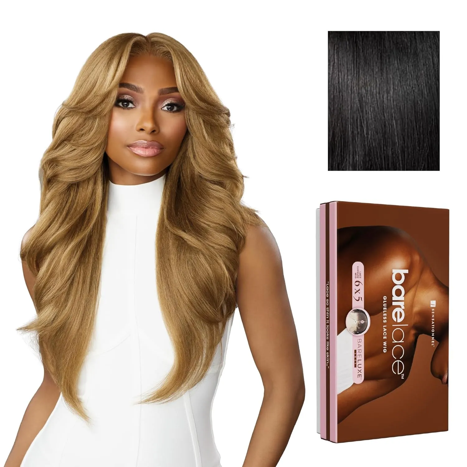 Sensationnel Bare Lace 6X5 Lacewig - Unit 3 Lacefrontal Glueless Synthetic 180 Degree Preplucked Hairline (1 JETBLACK)