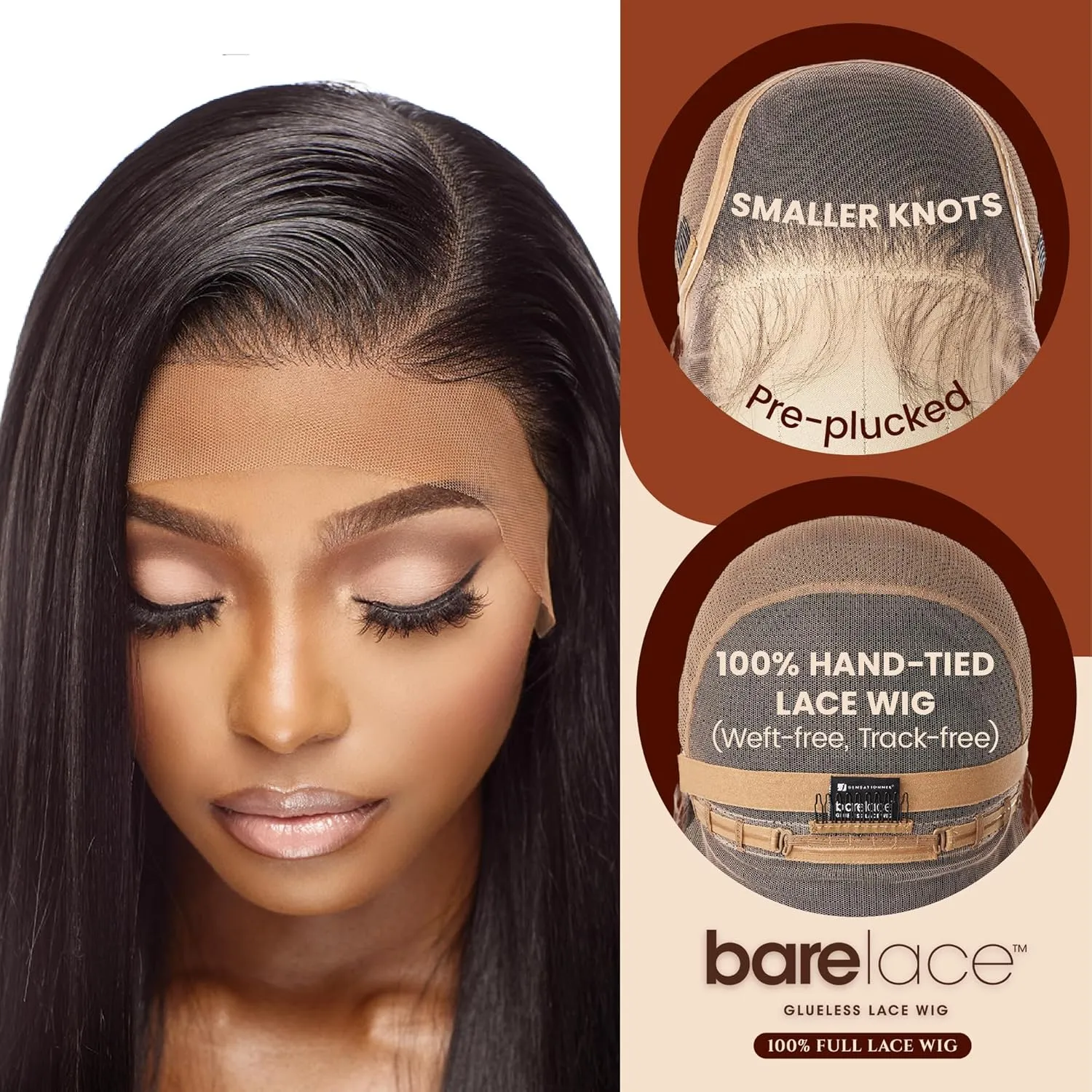 Sensationnel Bare Lace Fulllace Wig - Unit 2 Human Hair Blend All Lacefrontal Glueless Synthetic 180 Degree Preplucked Hairline (1B OFFBLACK)