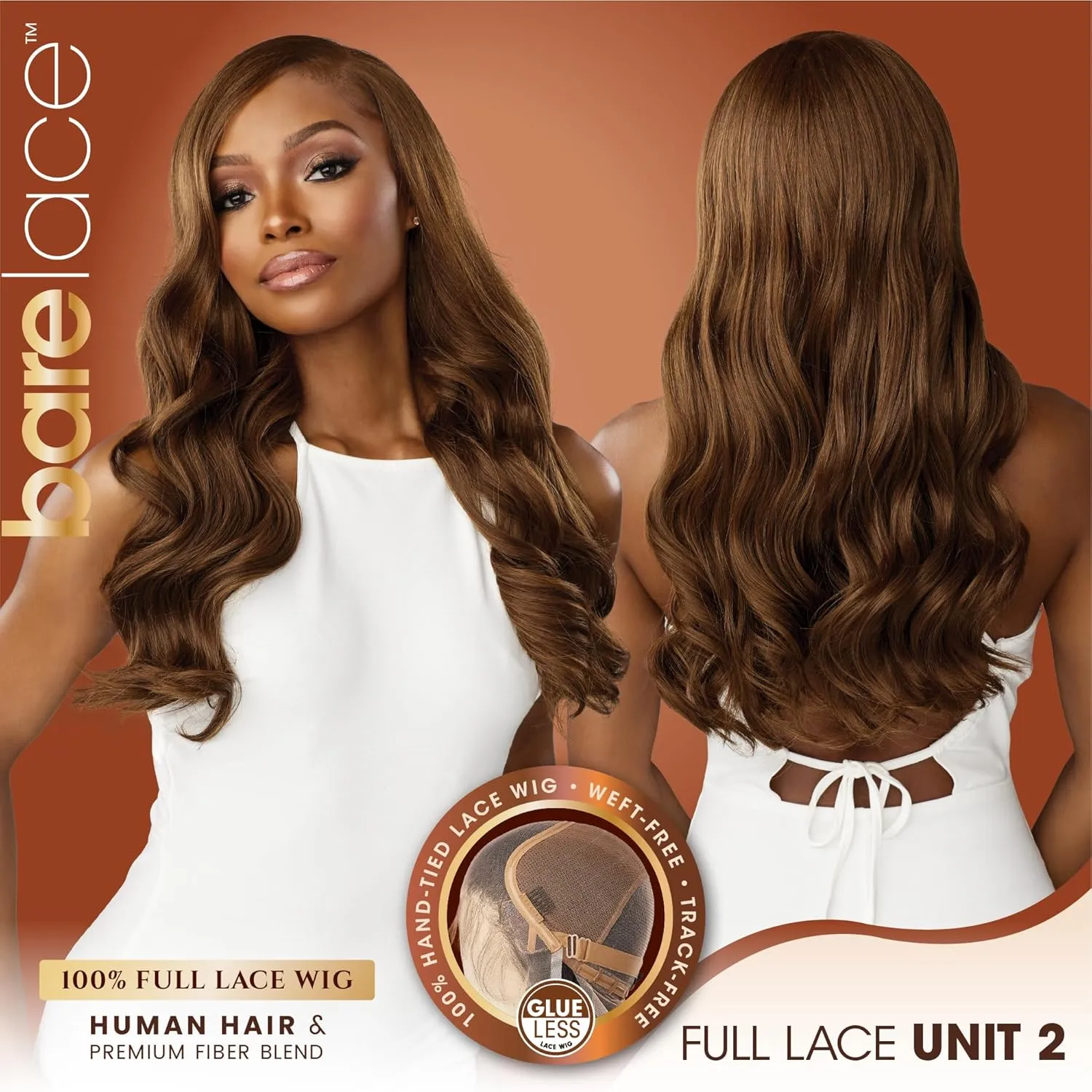 Sensationnel Bare Lace Fulllace Wig - Unit 2 Human Hair Blend All Lacefrontal Glueless Synthetic 180 Degree Preplucked Hairline (1B OFFBLACK)