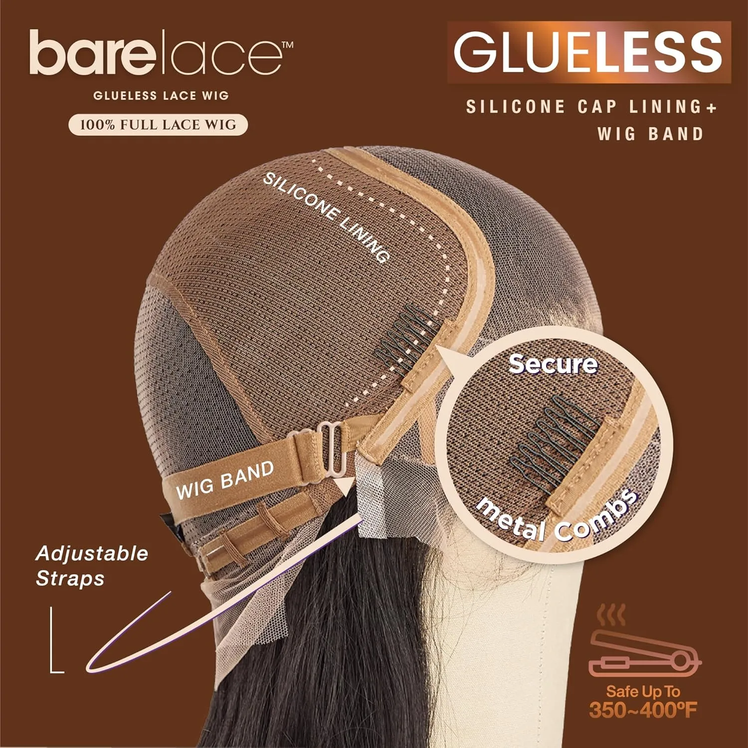 Sensationnel Bare Lace Fulllace Wig - Unit 2 Human Hair Blend All Lacefrontal Glueless Synthetic 180 Degree Preplucked Hairline (1B OFFBLACK)