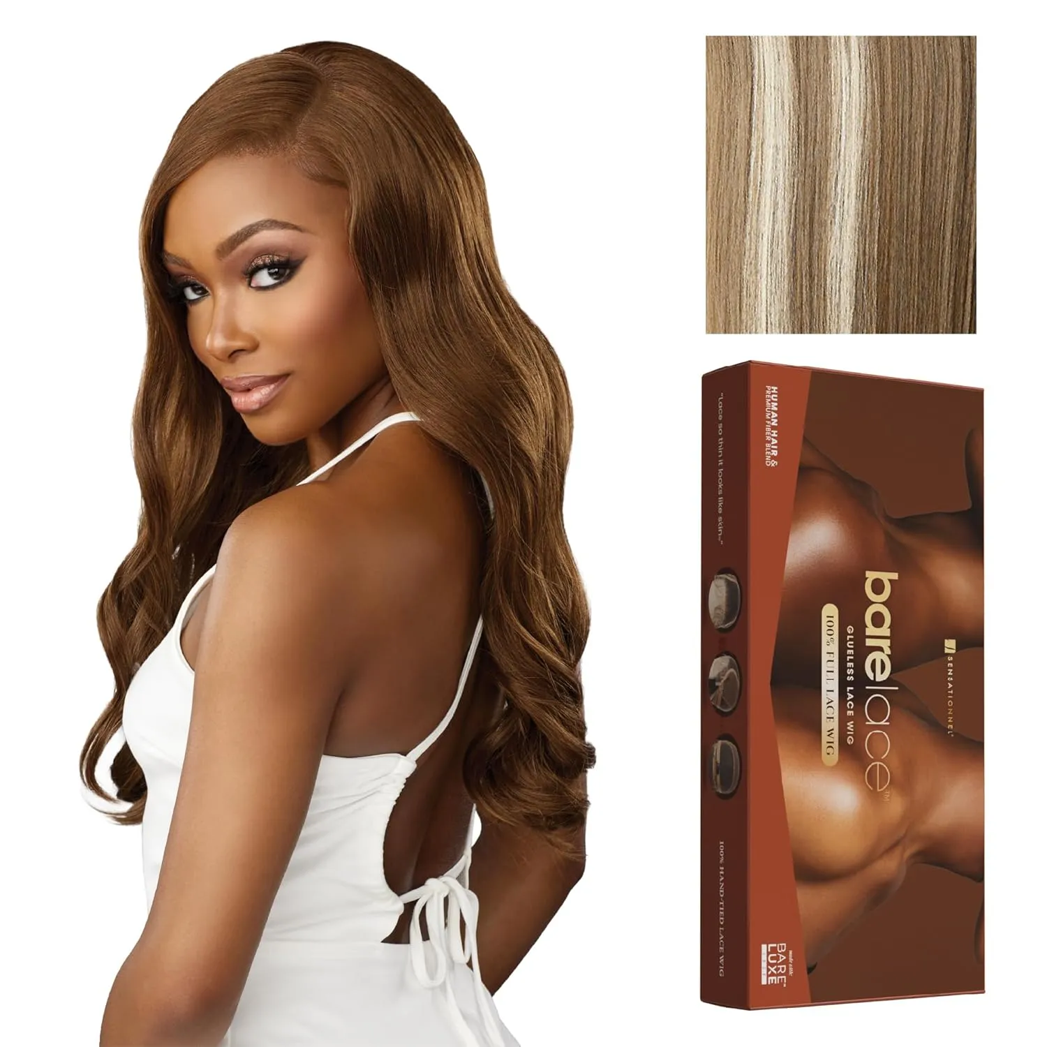 Sensationnel Bare Lace Fulllace Wig - Unit 2 Human Hair Blend All Lacefrontal Glueless Synthetic 180 Degree Preplucked Hairline (BALAYAGELIGHTASHBLONDE)