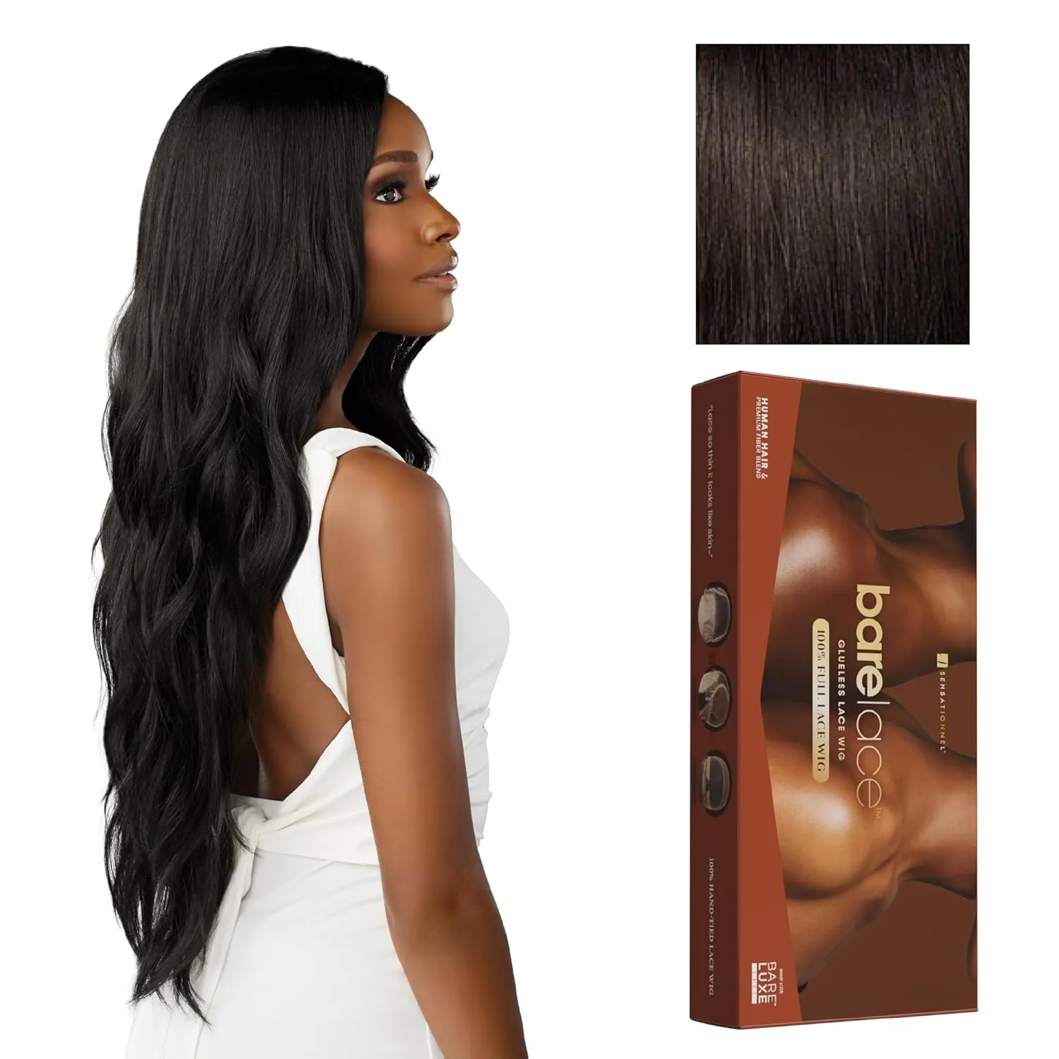 Sensationnel Bare Lace Fulllace Wig - Unit 5 Human Hair Blend All Lacefrontal Glueless Synthetic 180 Degree Preplucked Hairline (2 DARKBROWN)