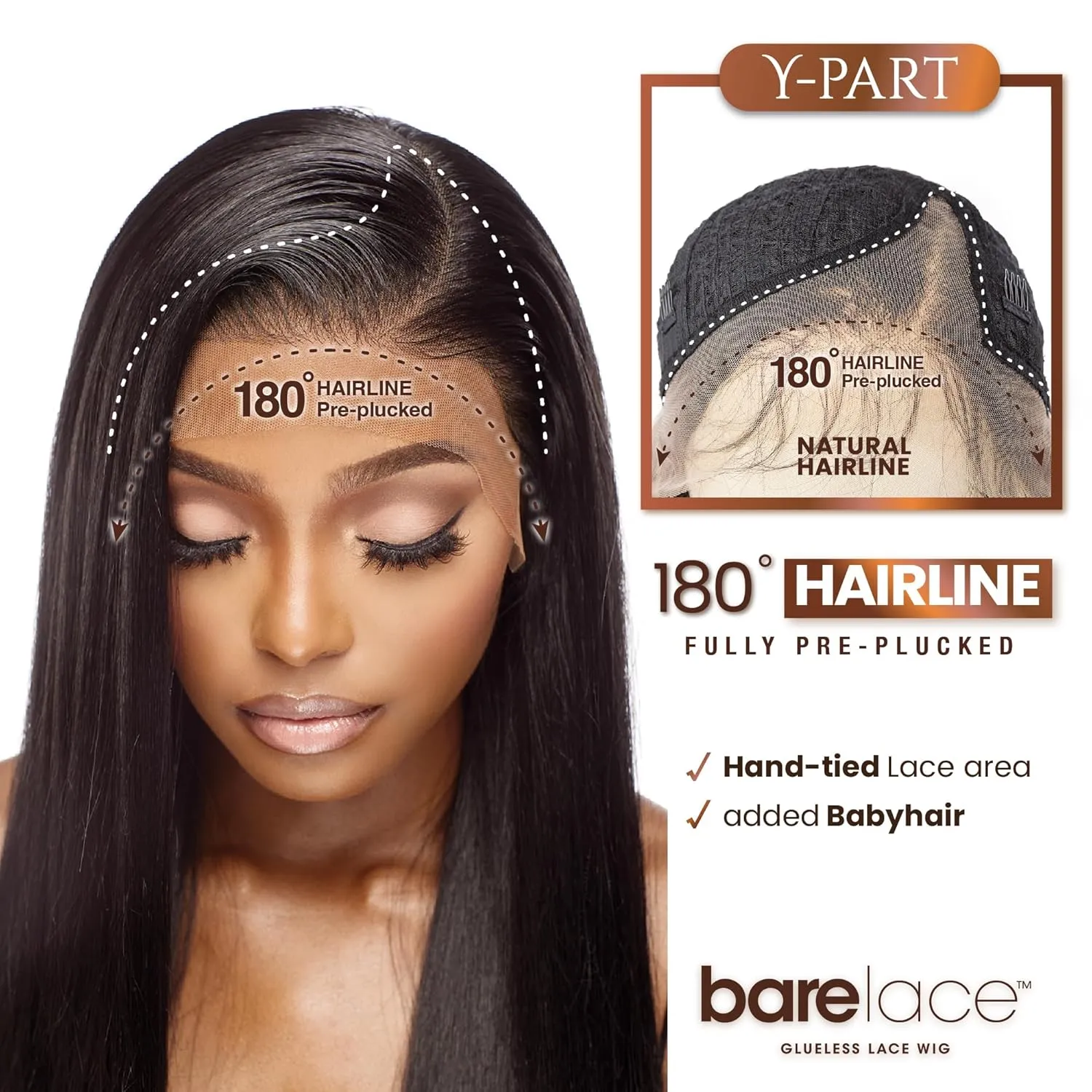 Sensationnel Bare Lace Ypart Lacewigs - Jordyn Lacefront Glueless Synthetic 180 Degree Preplucked Hairline (TD/MUSTARD)