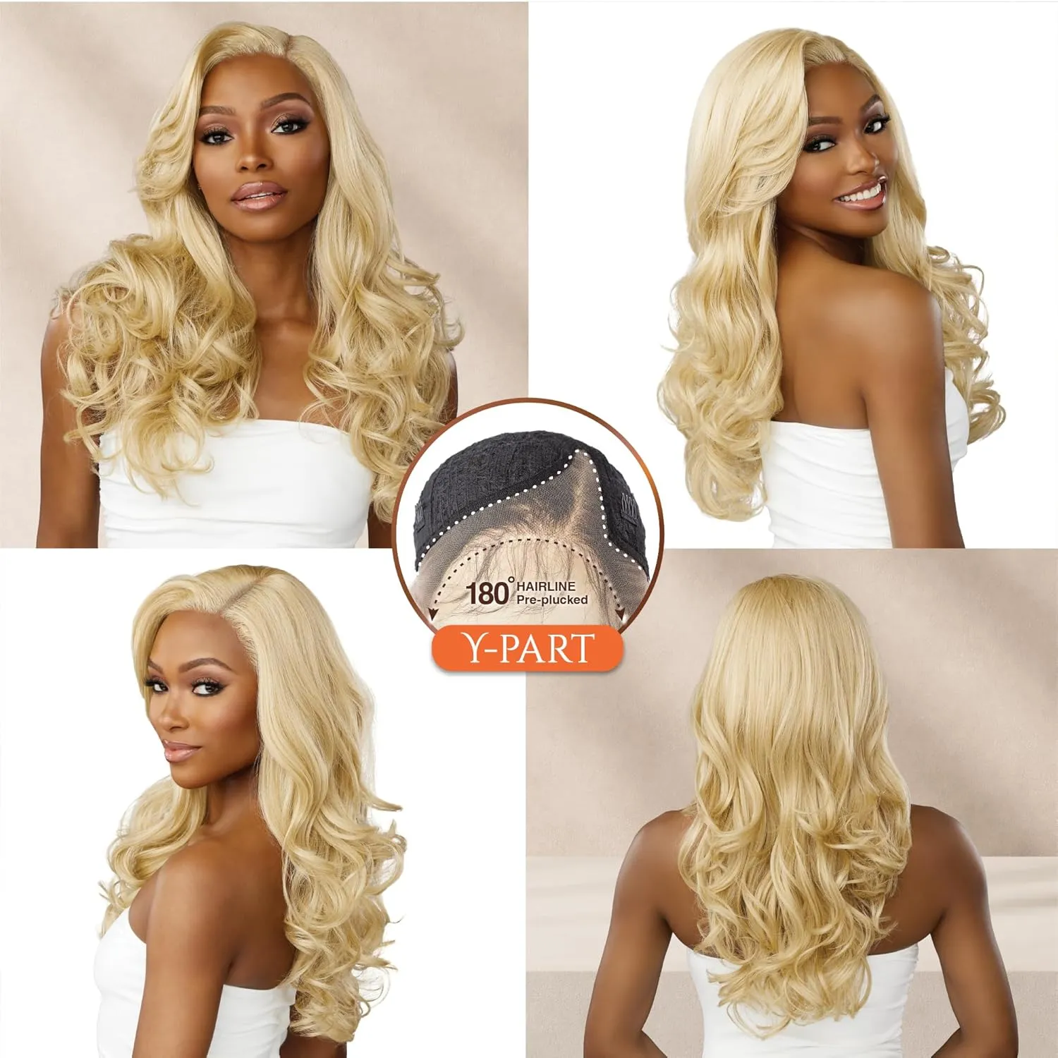 Sensationnel Bare Lace Ypart Lacewigs - Jordyn Lacefront Glueless Synthetic 180 Degree Preplucked Hairline (TD/MUSTARD)