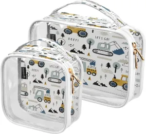 senya Clear Toiletry Bag,Travel Makeup Cosmetic Bag Carry on Airport Airline Compliant Bag Childish Truck Excavator for Women Men