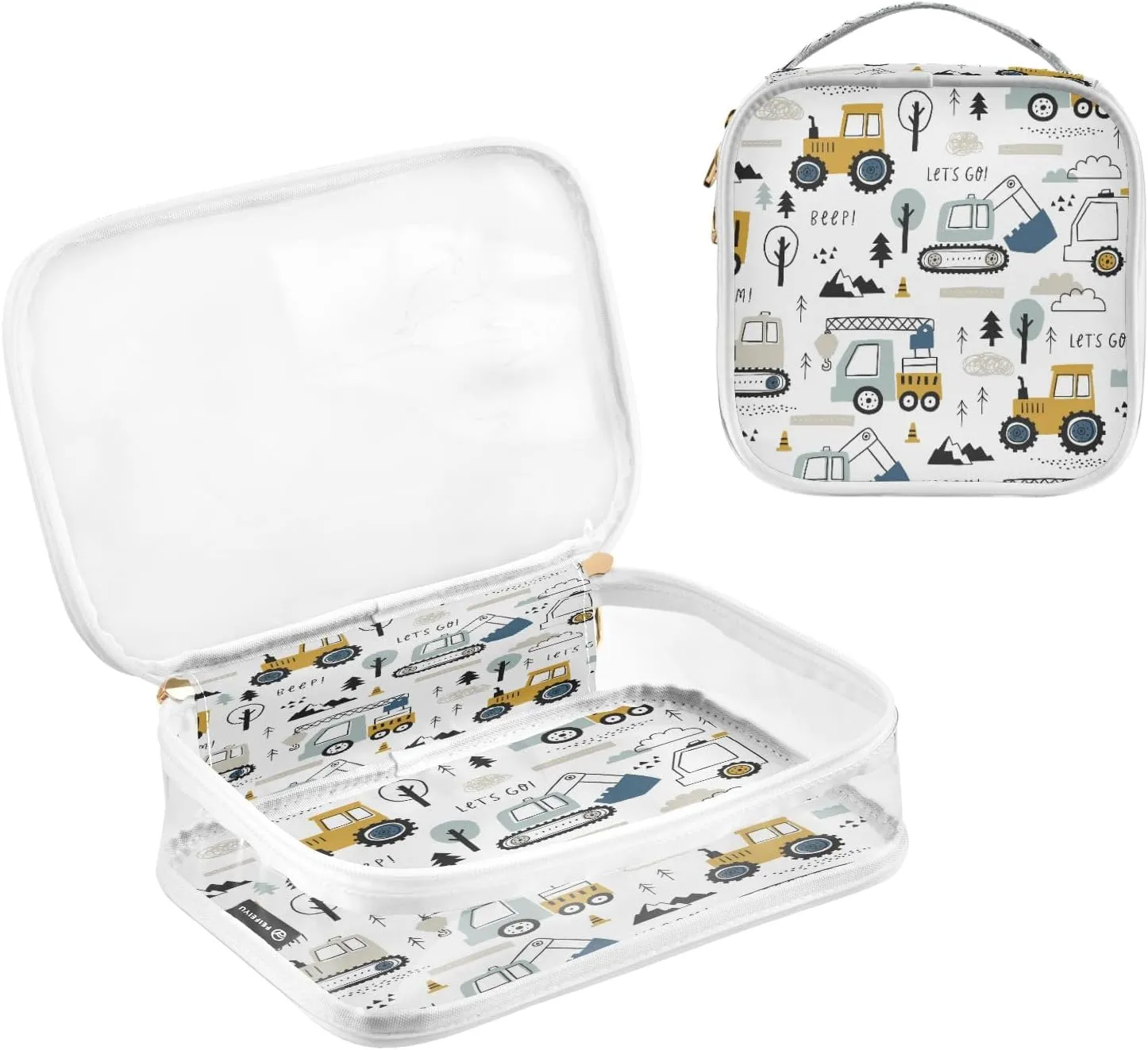 senya Clear Toiletry Bag,Travel Makeup Cosmetic Bag Carry on Airport Airline Compliant Bag Childish Truck Excavator for Women Men