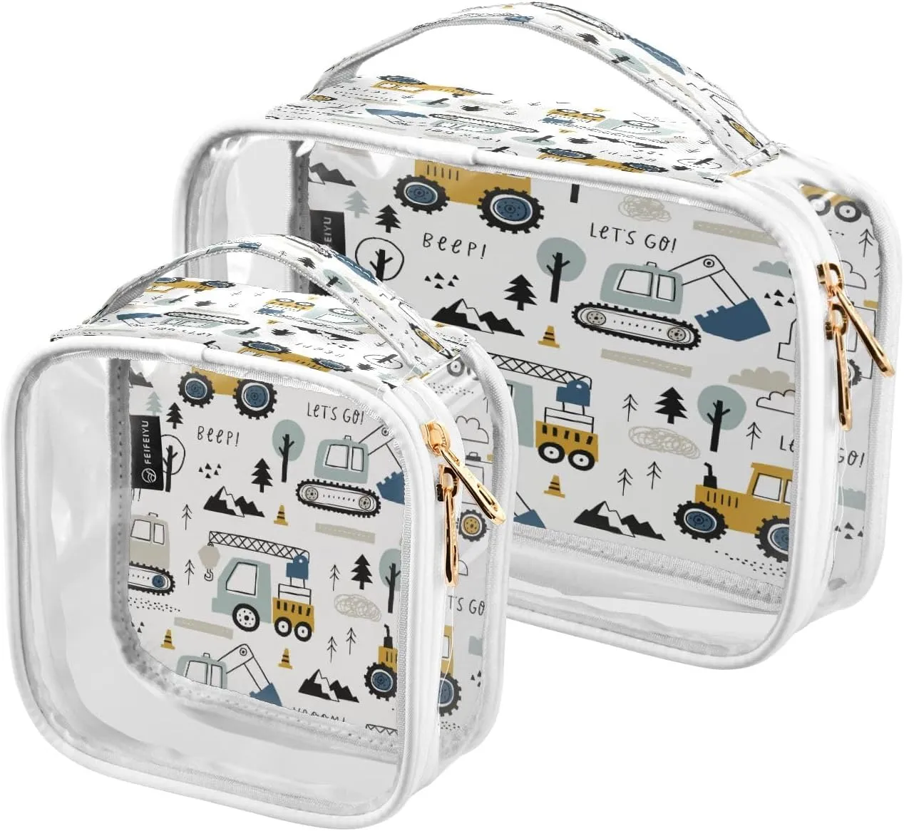 senya Clear Toiletry Bag,Travel Makeup Cosmetic Bag Carry on Airport Airline Compliant Bag Childish Truck Excavator for Women Men
