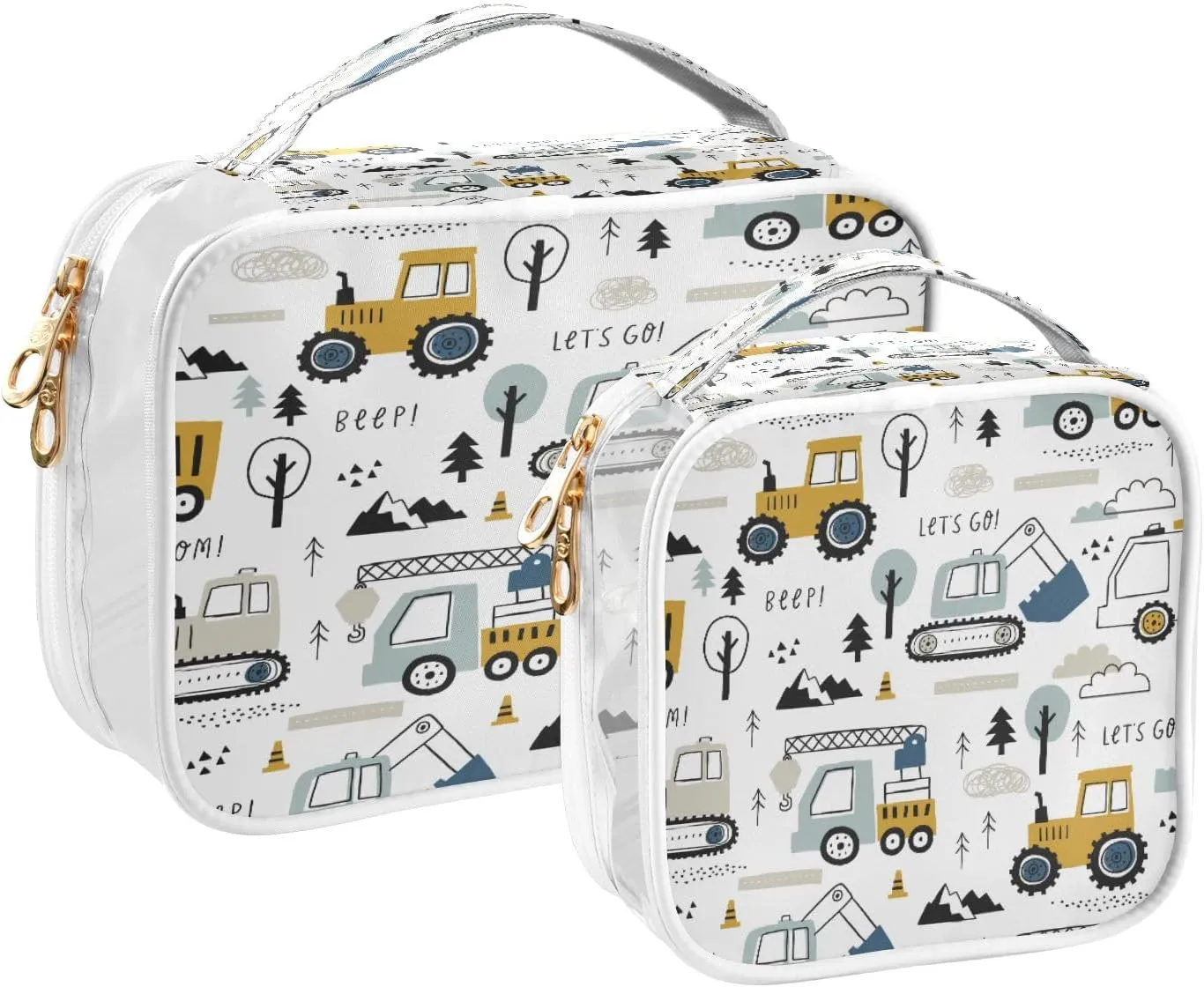 senya Clear Toiletry Bag,Travel Makeup Cosmetic Bag Carry on Airport Airline Compliant Bag Childish Truck Excavator for Women Men