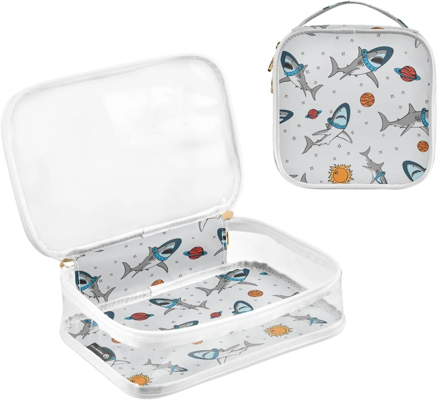 senya Toiletry Bags Shark in The Universe, Clear Makeup Organizing Bag for Women Men, Waterproof Makeup Bag Travel Cosmetic Bags for Bathroom, Business, Vacation - 2 Pack