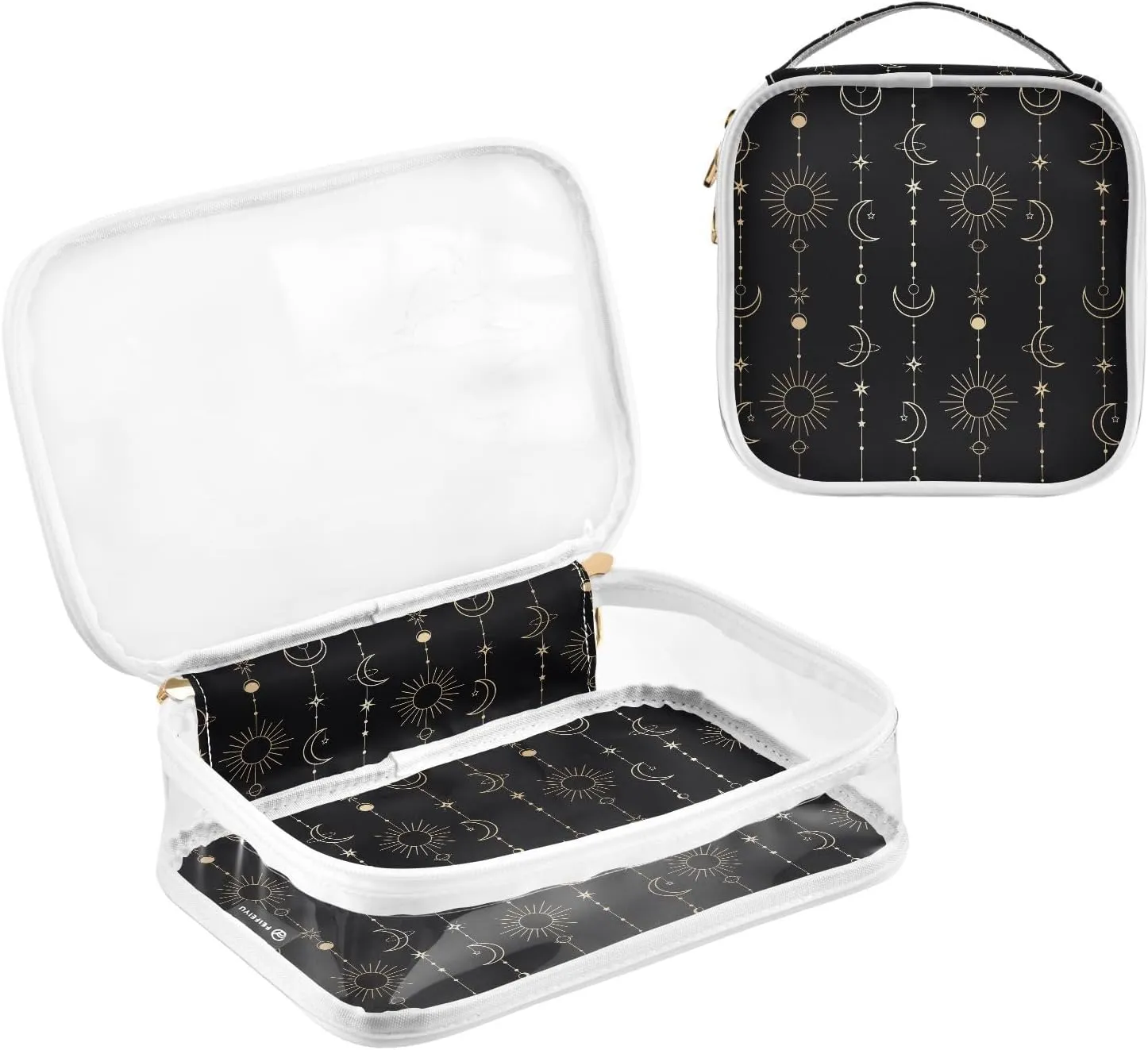 senya Toiletry Bags Sun Moon Stars Witch, Clear Makeup Organizing Bag for Women Men, Waterproof Makeup Bag Travel Cosmetic Bags for Bathroom, Business, Vacation - 2 Pack