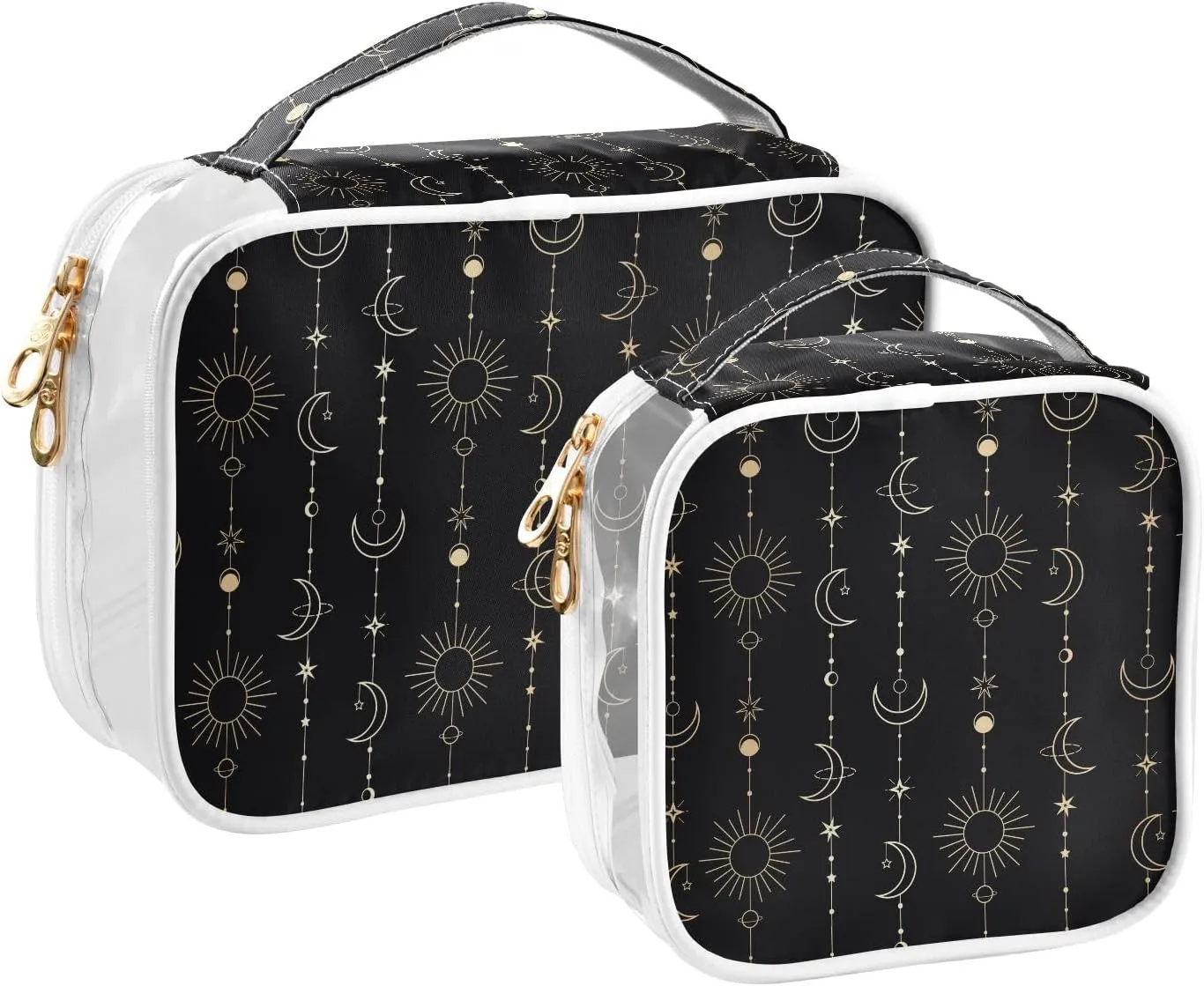 senya Toiletry Bags Sun Moon Stars Witch, Clear Makeup Organizing Bag for Women Men, Waterproof Makeup Bag Travel Cosmetic Bags for Bathroom, Business, Vacation - 2 Pack