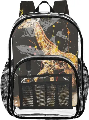 senya Transparent School Bag Giraffe Tap Dancing Travel Backpack With Water-Resistant PVC Plastic Clear Bagpack
