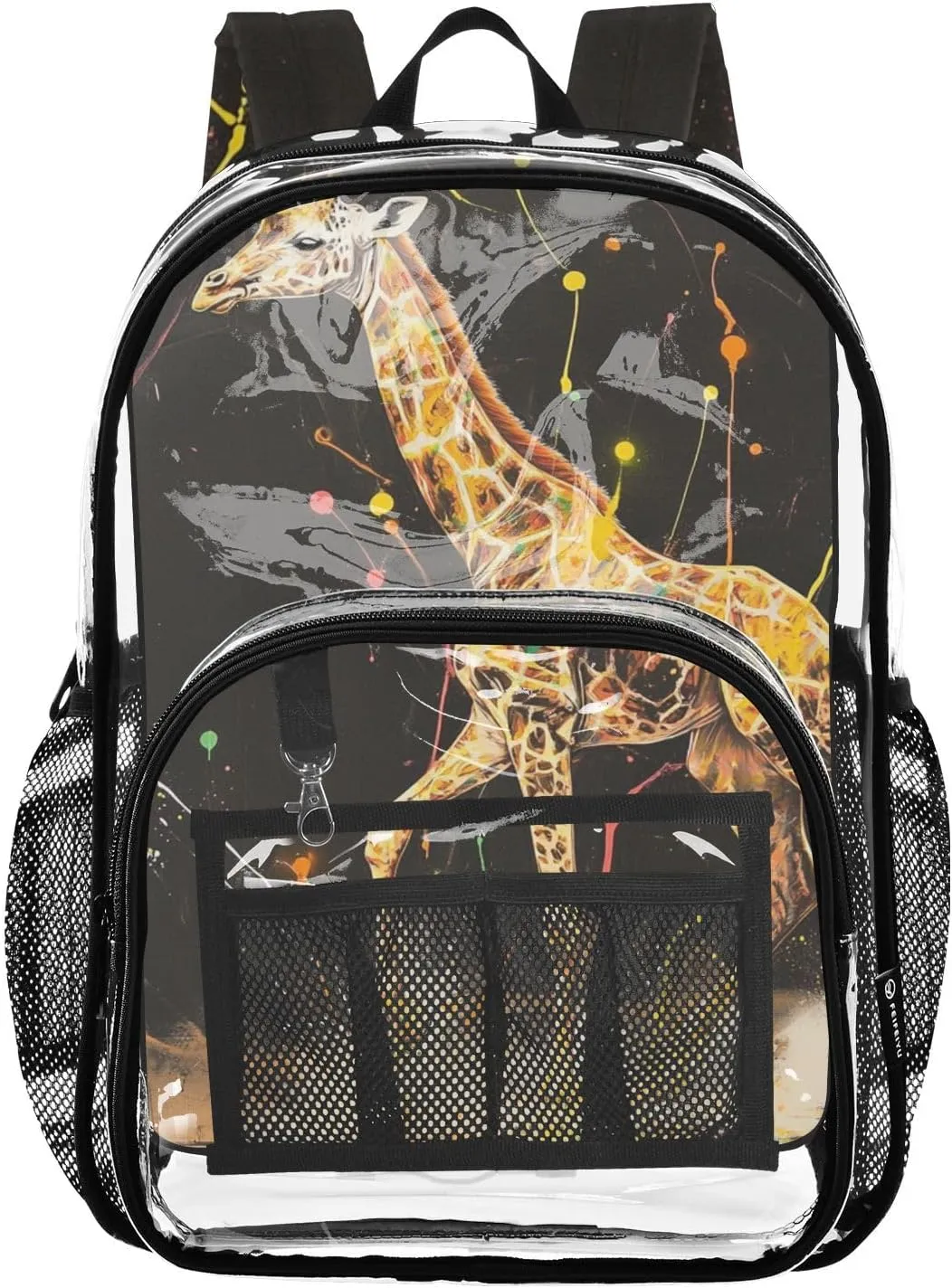 senya Transparent School Bag Giraffe Tap Dancing Travel Backpack With Water-Resistant PVC Plastic Clear Bagpack