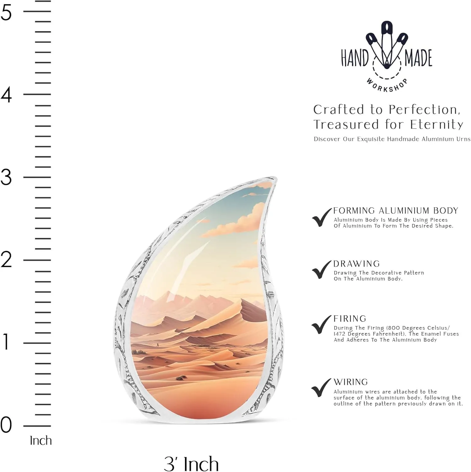 Serenity of The Desert Dunes Keepsake Urns for Ashes Small - Urn for Ashes Keepsake - Cremation Keepsakes for Ashes - Keepsake Urns for Human Ashes - Urns for Human Ashes (Size -3inch, 1pcs)
