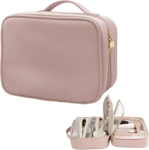 Set Patient Travel Makeup Bag,Multi-compartment Cosmetics Bag for Women,PU Leather Portable Water Resistant Toiletry Bag