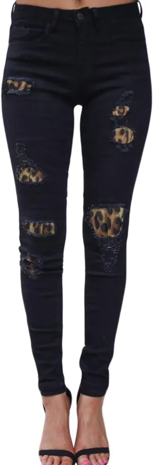 Sexyshine Women's High Waisted Skinny Destroyed Ripped Hole Denim Pants Long Stretch Pencil Jeans