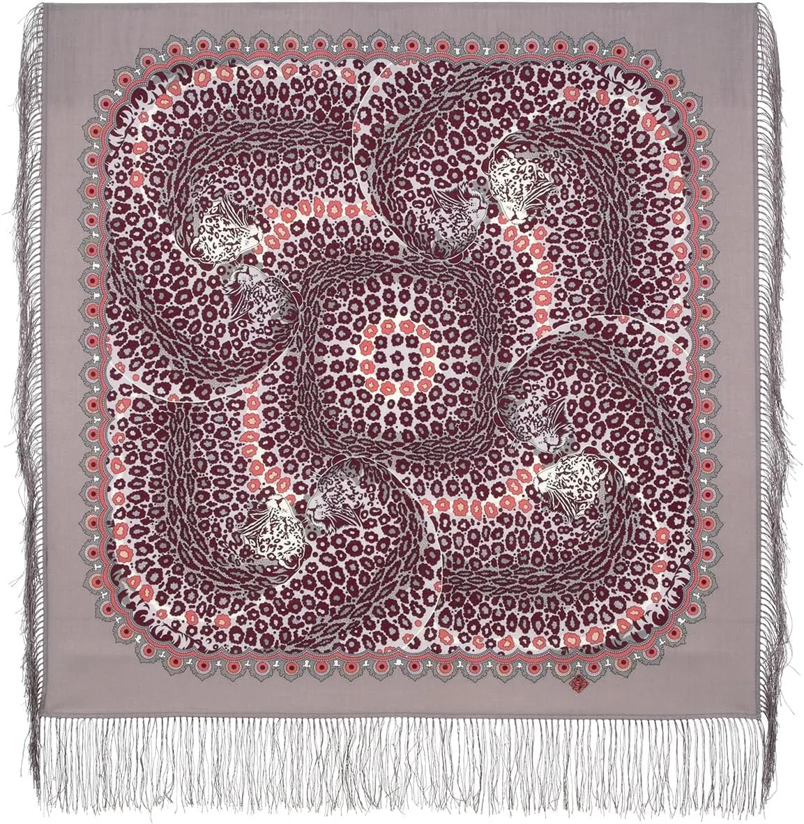 Shawl Russian Scarf Natural Pure Virgin 100% Wool 35x35 inches 89x89 cm Authentic Womens Kerchief Floral Square Wrap Silk Tassels Fringe Pavlovoposadskiy Platok 2118-3