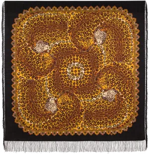 Shawl Russian Scarf Natural Pure Virgin 100% Wool 57x57 inches 146x146 cm Authentic Womens Huge Kerchief Floral Square Wrap Silk Tassels Fringe Pavlovoposadskiy Platok 333-18