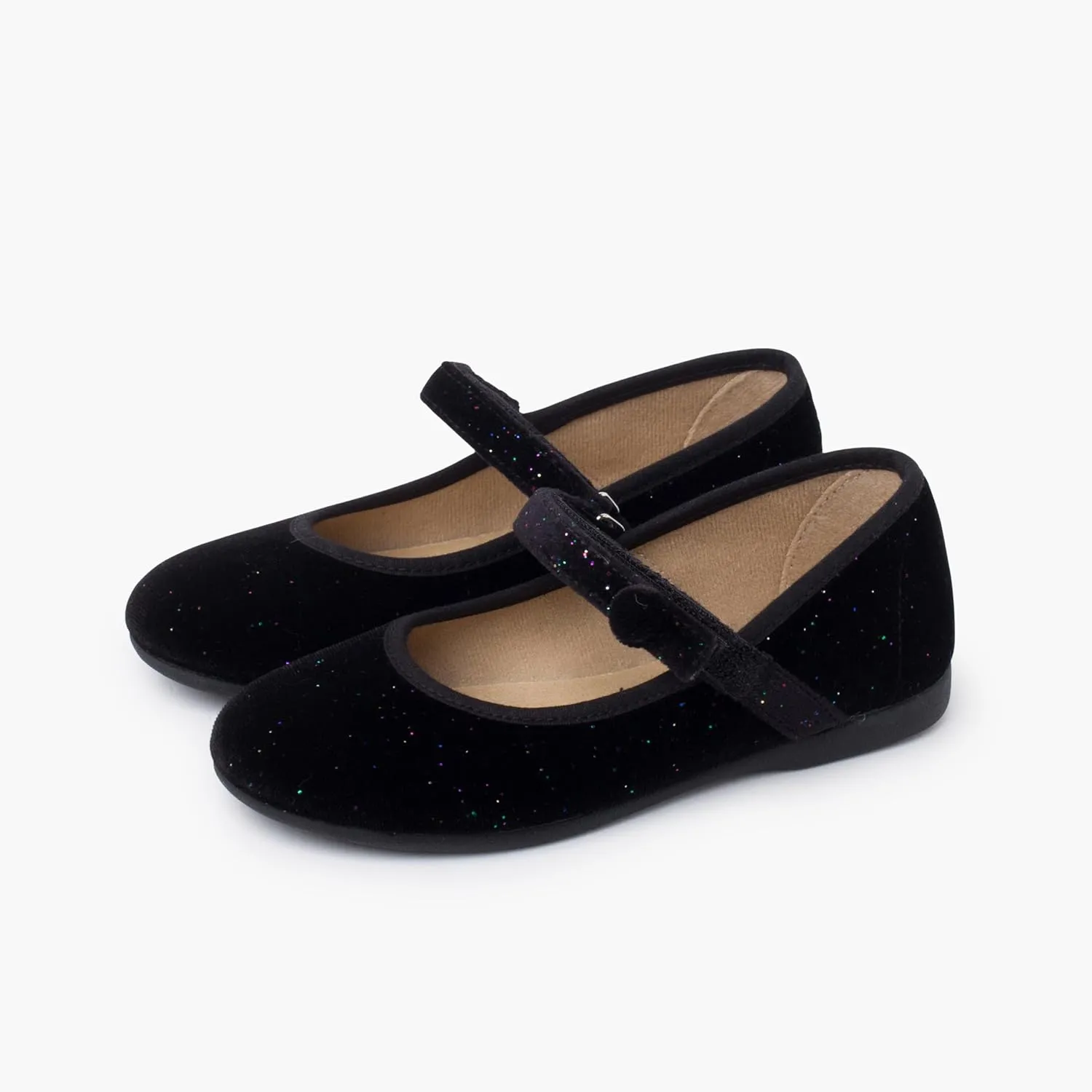 Shiny Velvet Mary Janes Girls Button