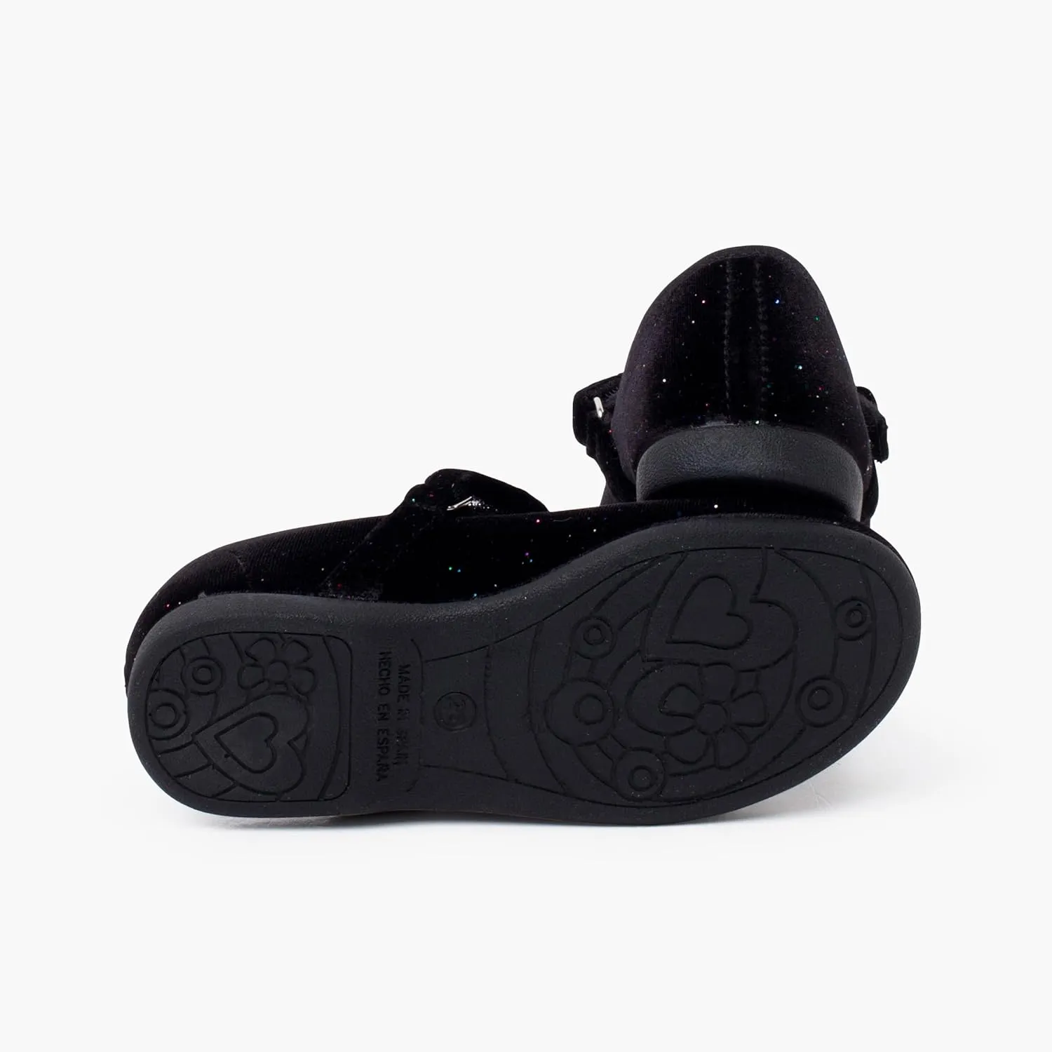 Shiny Velvet Mary Janes Girls Button