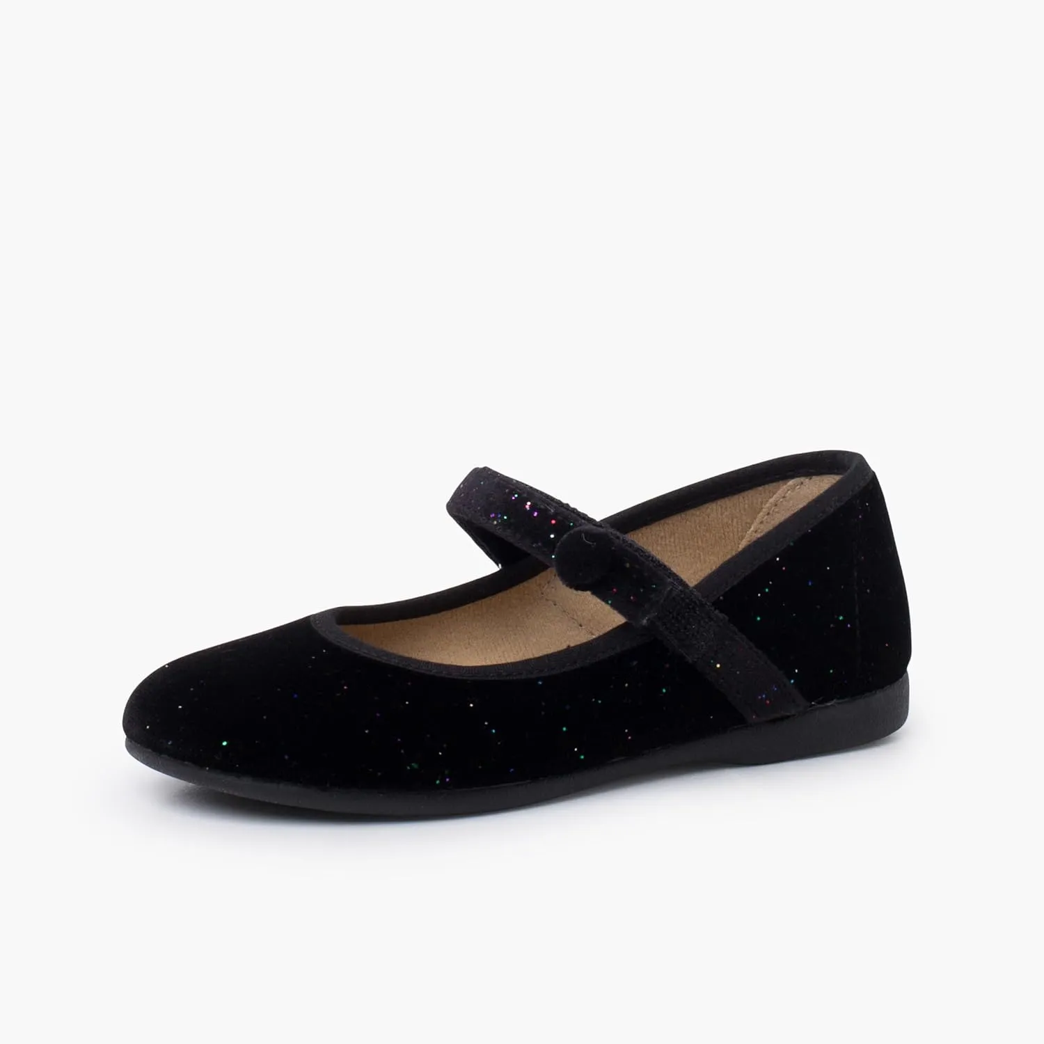 Shiny Velvet Mary Janes Girls Button