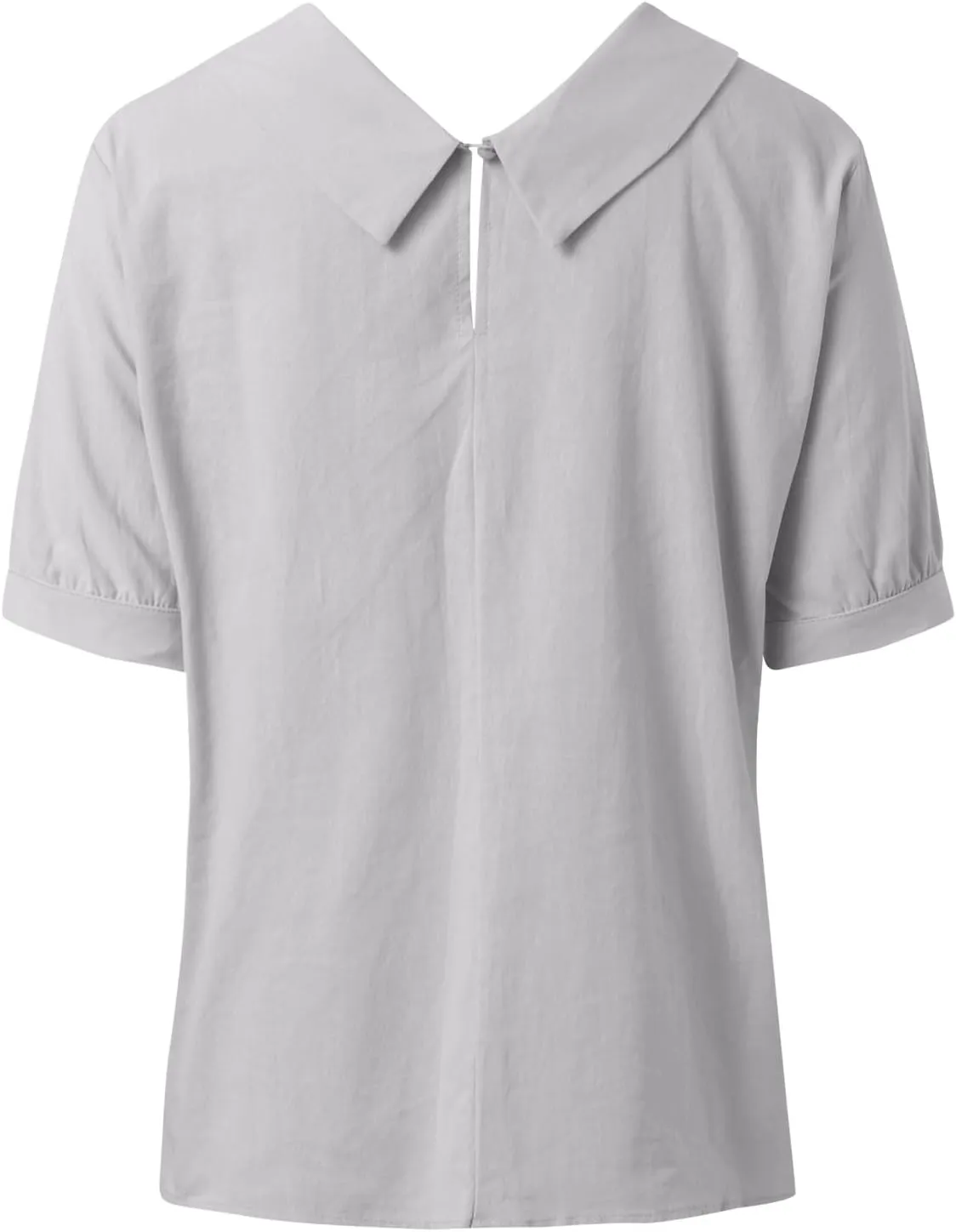 Short Sleeve Linen Shirts for Women Eyelet Summer Tops Casual Loose Blouses Gauze T-Shirts Collar Neck Basic Tee