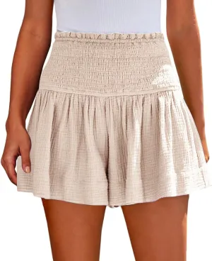 Shorts for Women Trendy High Waisted Summer Casual Stretchy Solid Color Pants Loose Pleated Athletic Shorts